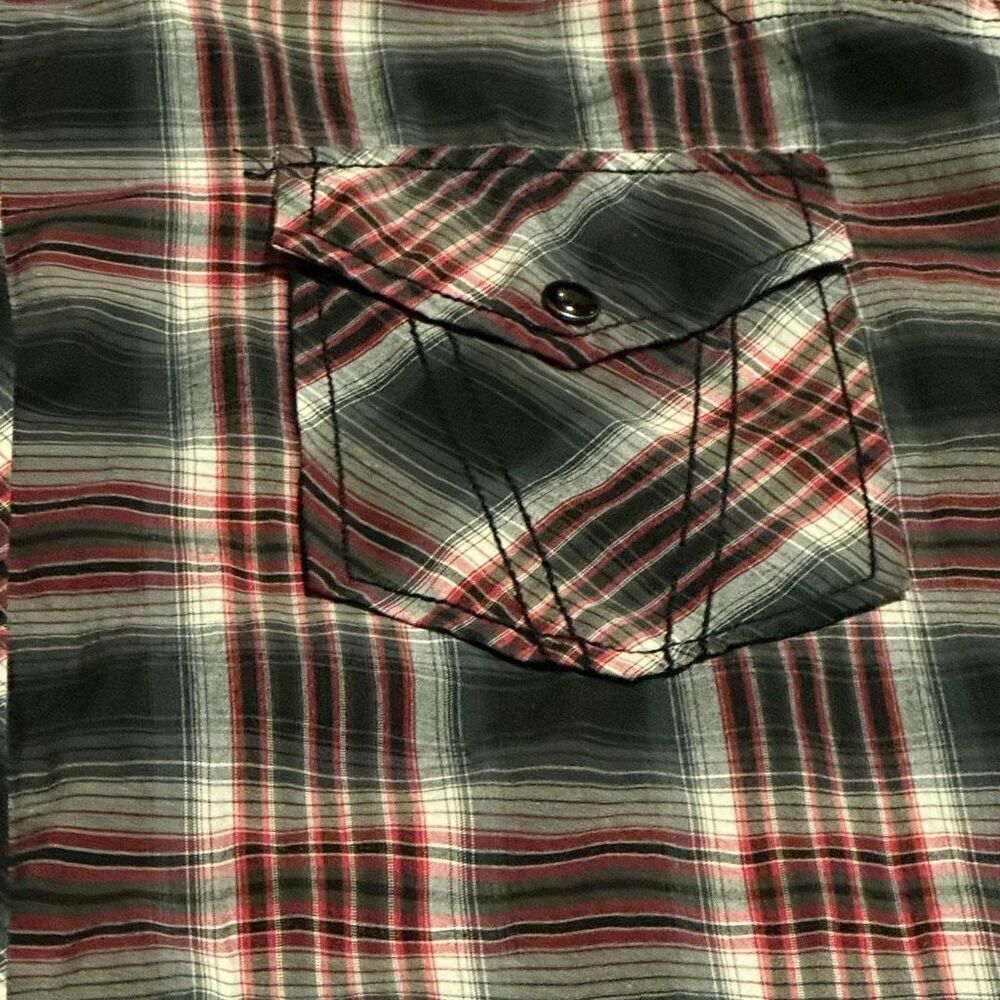 7 Diamonds Plaid Button Up Collared Short Sleeve Shirt | Men Size XXL - Picture 5 of 11